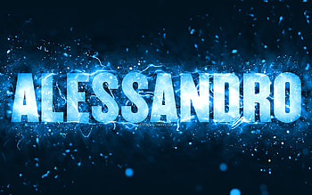 Happy Birtay Alessandro, , blue neon lights, Alessandro name, creative, Alessandro Happy Birtay, Alessandro Birtay, popular american male names, with Alessandro name, Alessandro HD wallpaper
