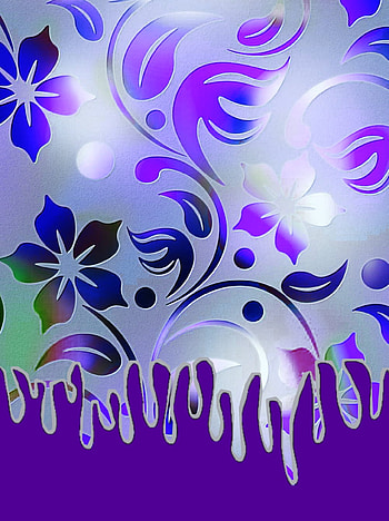 Flower drip pattern bg, drip effect, flowers, background, design, purple HD phone wallpaper