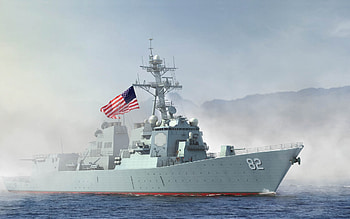 USS Lassen, DDG-82, US guided missile destroyer, US Navy, US warships, US flag, American flag HD wallpaper