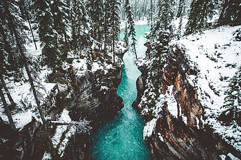 Nature, waterfall, cliff, nature, canyon HD wallpaper