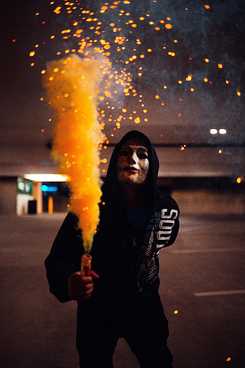 Sparks, Miscellanea, Miscellaneous, Mask, Colored Smoke, Coloured Smoke, Anonymous, Hood HD phone wallpaper