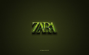 Zara logo, green creative logo, floral art logo, Zara emblem, green carbon fiber texture, Zara, creative art HD wallpaper