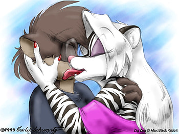 Zig Zag Kissing, furry, kiss, zig zag, hug HD wallpaper