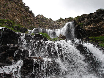 Waterfall, sky, nature, rocks HD wallpaper