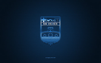 NK Osijek, Croatian football club, blue logo, blue carbon fiber background, Prva HNL, football, Osijek, Croatia, NK Osijek logo HD wallpaper