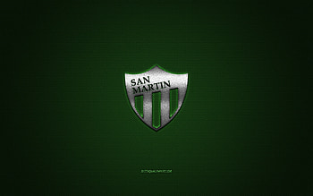 San Martin de San Juan, Argentine football club, green logo, green carbon fiber background, Primera B Nacional, football, San Juan, Argentina, San Martin de San Juan logo HD wallpaper