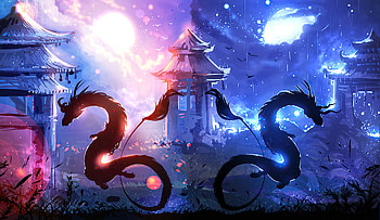 Day And Night, dragon, artist, artwork, digital-art, deviantart HD wallpaper