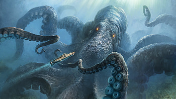 Kraken creature art, Dark fantasy , Mysterious sea entity, Mythical monster HD wallpaper