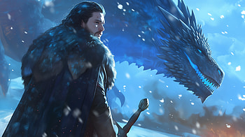 Epic Jon Snow with Dragon from Game of Thrones, TV Show, Game Of Thrones, Jon Snow, dragon HD wallpaper