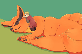 Naruto, anime, nine tail, hug, cool, anime boy, fox HD wallpaper