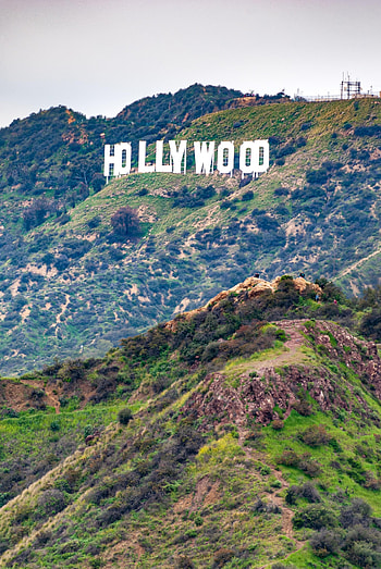 Rocks, Words, Inscription, Slope, Word, Hollywood HD phone wallpaper