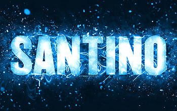 Happy Birtay Santino, , blue neon lights, Santino name, creative, Santino Happy Birtay, Santino Birtay, popular american male names, with Santino name, Santino HD wallpaper