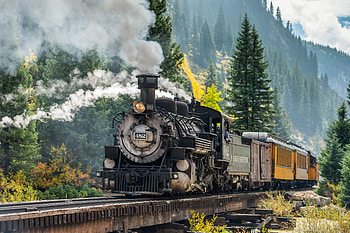 Steam engine, train, forest, railroad, vehicle HD wallpaper