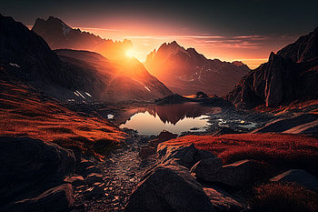 landscape, mountain, sunset HD wallpaper