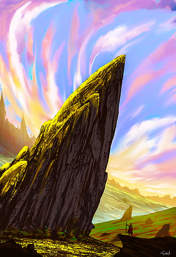 Landscape, Art, Mountains, Rock, Journey HD phone wallpaper