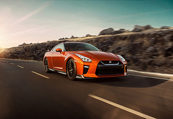 Orange, on-road, Nissan GT-R HD wallpaper