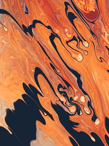 Dynamic abstract art piece featuring vibrant acrylic paint drips in fiery hues. HD phone wallpaper