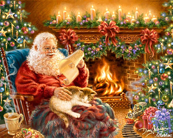 By Dona Gelsinger, painting, art, christmas, noel, cat, santa HD wallpaper
