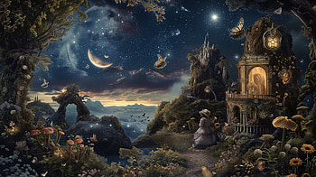 Enchanting Fantasy Star Gazing Night Sky, fantasy, star gazing, Night Sky, landscape, Celestial, fantasy landscape HD wallpaper