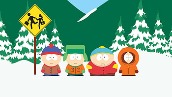 South Park Stan Kyle Cartman, Kenny at the bus stop, Cartoon, Comedy HD wallpaper