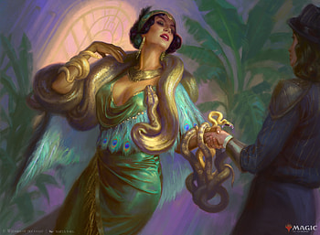 Venom connoisseur, snake, purple, golden, art, fantasy, green, girl, marta nael HD wallpaper
