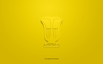 Club Atletico Palmaflor, creative 3D logo, yellow background, Bolivia Primera Division, 3d emblem, Bolivian football Club, Bolivia, 3d art, football, Club Atletico Palmaflor 3d logo HD wallpaper