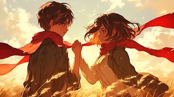 Eren and Mikasa: of Love in Attack on Titan, Anime, Attack on Titan, Eren Yeager, Mikasa Ackerman, love, Eren & Mikasa HD wallpaper