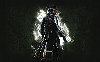 Fixer, Cyberpunk 2077, gray stone background, Cyberpunk 2077 Characters, Fixer Cyberpunk, Fixer character HD wallpaper