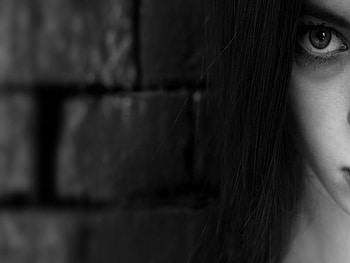 HIDDEN IN MY HEART, think, eyes, beautiful, woman, portrait, black and white, face, truth, feel HD wallpaper