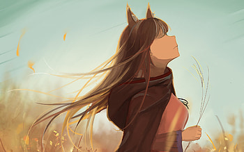Anime holo , Fantasy wolf, Spice and Wolf, Japanese animation HD wallpaper