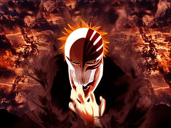 Vizard Ichigo, ichigo, mask, vizard, ichigo kurosaki, bleach, anime, kurosaki ichigo, clouds, hollow ichigo HD wallpaper