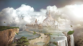 Fantasy, Water, Sky, Fall HD wallpaper
