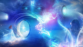 Fantasy , blue, art, girl, woman, pink, digital, fantasy, light, Philipe Ripples Straub HD wallpaper