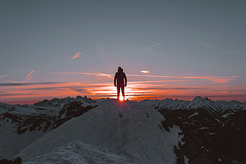 Sunset, Mountains, Dark, Sadness, Human, Person, Loneliness, Sorrow HD wallpaper