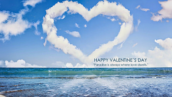 Happy Valentine's Day, Valentines, quote, Valentine, waves, Valentines Day, Happy Valentines Day, clouds, heart, water, ocean, cloud HD wallpaper