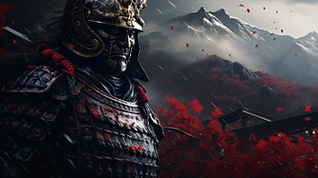 A Traditional Samurai Clad in Gleaming Armor, fantasy, samurai HD wallpaper