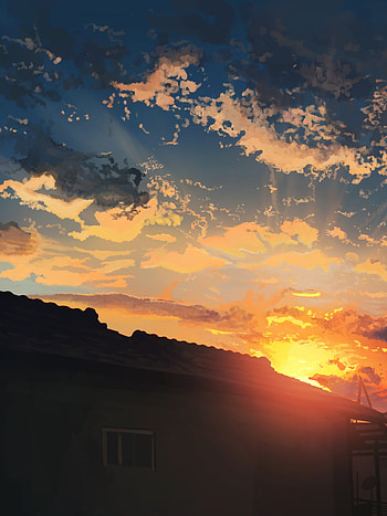 Anime scenery, Sunrise clouds, Sky HD phone wallpaper