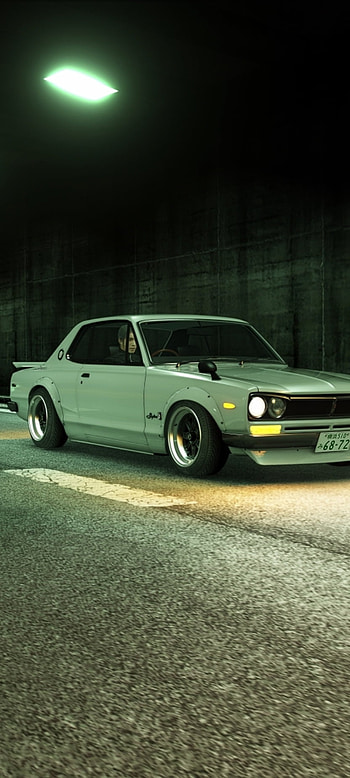 Skyline Hakosuka GTR, automotive lighting, skyline gtr, car, assetto corsa, night, mbd_design, nissan, shuto expressway HD phone wallpaper