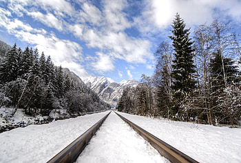 Nature, Mountains, Snow, Dahl, Distance, Railway HD wallpaper