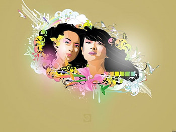 Storia, framed, butterfly, vector, girls, fish, lines HD wallpaper