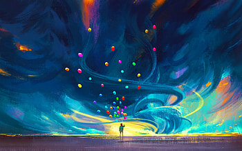 Children With Umbrella Standing, children, umbrella, artist, artwork, digital-art HD wallpaper