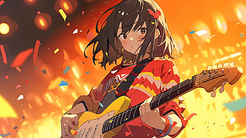 Live Vibes: Anime Girl Guitarist Spotlight, guitarist, guitar, Anime, girl, anime girl HD wallpaper