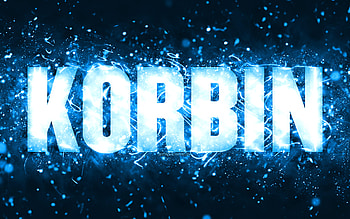Happy Birtay Korbin, , blue neon lights, Korbin name, creative, Korbin Happy Birtay, Korbin Birtay, popular american male names, with Korbin name, Korbin HD wallpaper