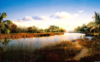 Landscape, Rivers, Sky, Roads HD wallpaper