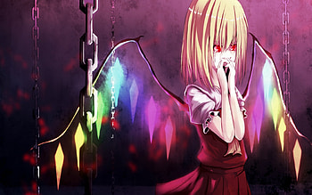 Flandre and Her Drops, classic, girl, saccubus, beauty, anime, flandre, touhou, wall, new HD wallpaper
