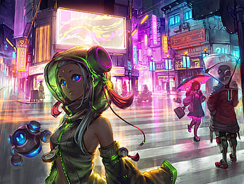 Anime Cyberpunk Scifi City, anime-girl, cyberpunk, scifi, artist, artwork, digital-art, deviantart HD wallpaper