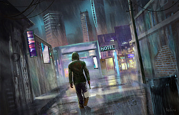 Man With Gun Alone, artist, artwork, artstation HD wallpaper