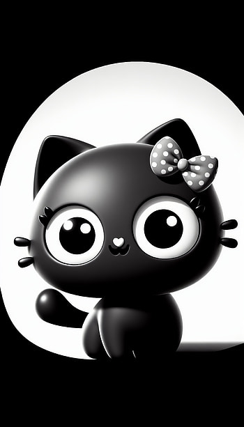 cute cat, cartoon, Black Cat HD phone wallpaper