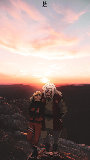 Master and disciple, aesthetic, naruto, sunrise, jiraiya, anime HD phone wallpaper