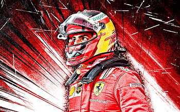 Carlos-Sainz, grunge art, Scuderia Ferrari, spanish racing drivers, red abstract rays, Carlos Sainz Vazquez de Castro, Formula 1, F1 2021, F1, Ferrari, Carlos Sainz Ferrari, Carlos Sainz HD wallpaper